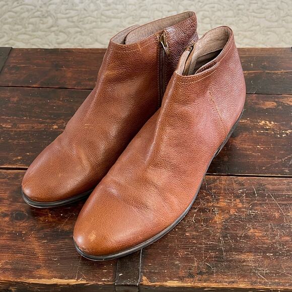 Fat Face Brown Leather Ankle Boots Size 42/11 - Picture 1 of 7